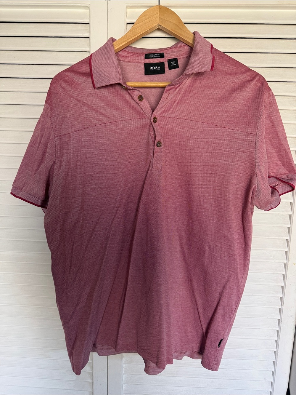 BOSS Men’s Heathered Rose Short-Sleeve Polo